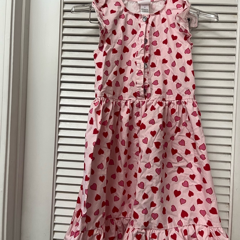 Little Lass Pink Dress with Red Heart Printsz12 kids - Picture 6 of 6